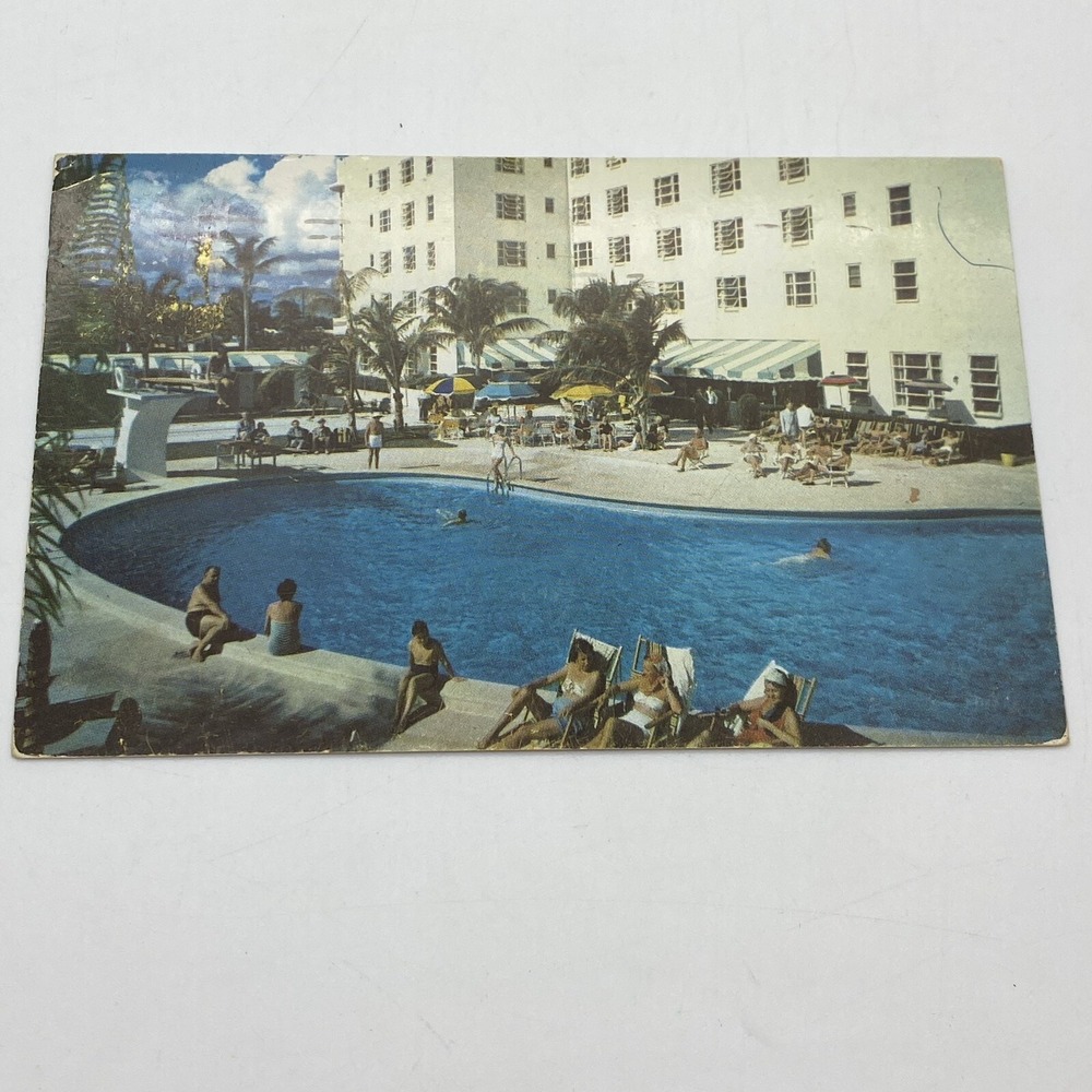 Vtg Miami Beach FL Postcard Coronado Hotel Cabana Club 88th Street Posted 1956
